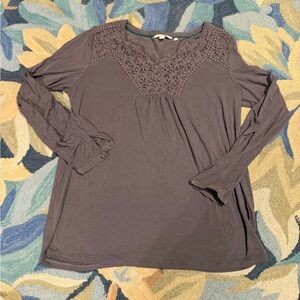 Boden Long Sleeve Top with Lace Detail size 10